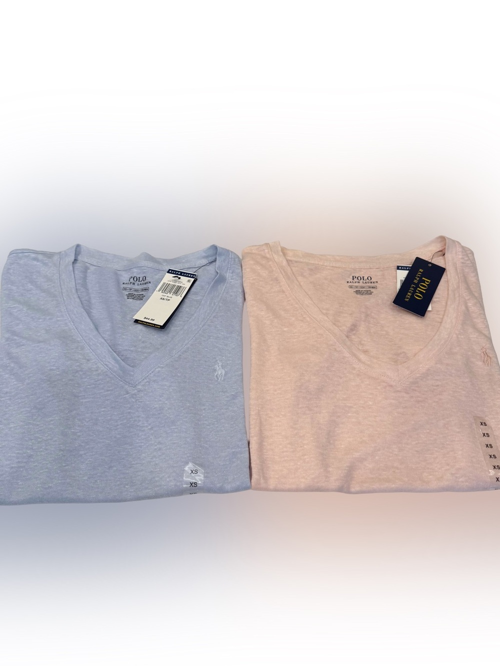 Polo Ralph Lauren Set Of 2 Women’s Linen T-Shirts 1 Pink 1 Blue Sz XS NWT